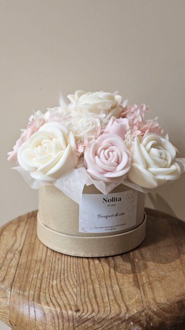 Bouquet en cire - Rose poudré
