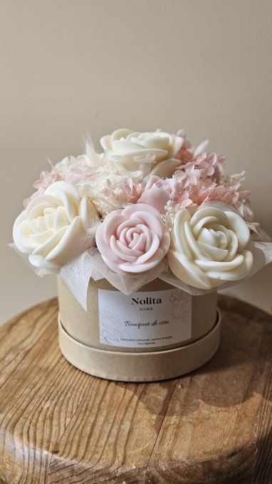 Bouquet en cire - Rose poudré